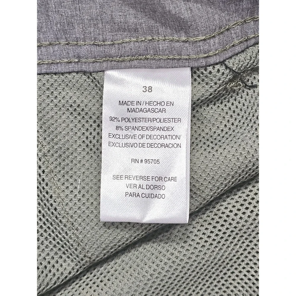 Denali Mens Cargo Shorts Size 38 Army Green Lightweight Athletic Cargo Zipper